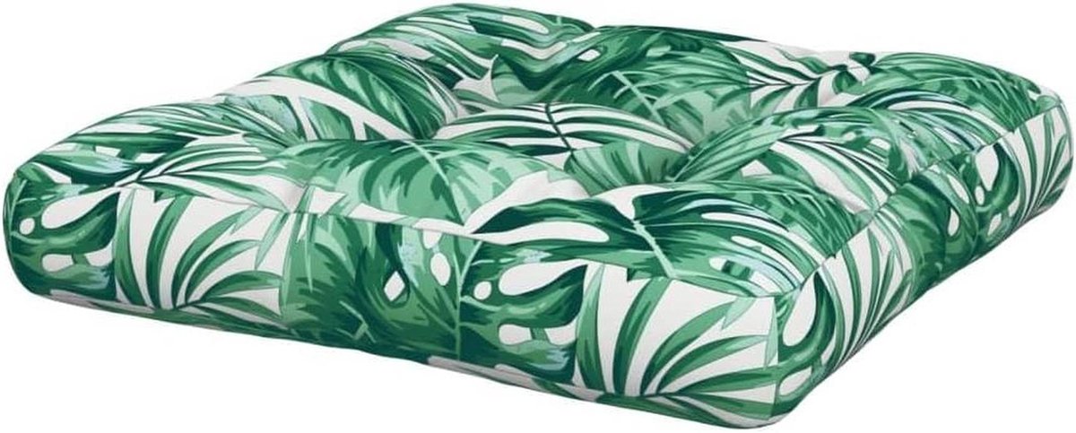Palletkussen - Zitkussen Bankkussen - Buiten Meubels Aankleden - Bladpatroon Tropisch - 60x615x10 cm - Groen