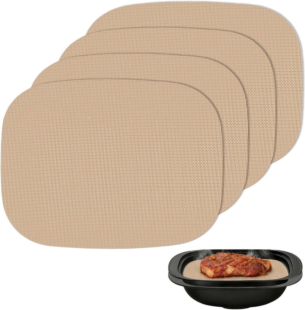 Herbruikbare Bakfolie Set van 4 Stuks voor Thermomix Tm7 Varoma, Antiaanbak Bakmat, Hittebestendig en Perfecte Pasvorm tot 250°C