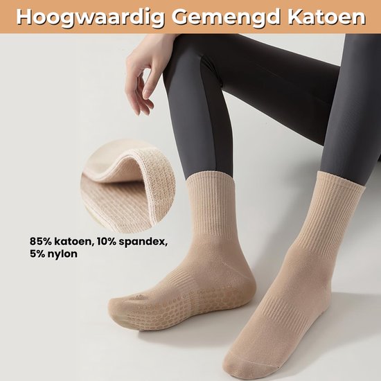 Sokken 4 Paar Antislip Grip voor Maximale Stabiliteit & Veiligheid - Yoga Pilates Sokken Ademend Katoen & Comfortabele Pasvorm - Elastische Ribboorden met Ondersteuning - Geschikt voor Yoga, Dans & Workouts van Merkloos — afbeelding 2
