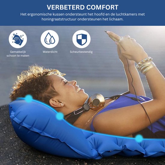 HEZIVO® Slaapmatje Zelfopblazend - Luchtbed Kamperen - Camping Matras - Blauw van Hezivo — afbeelding 5