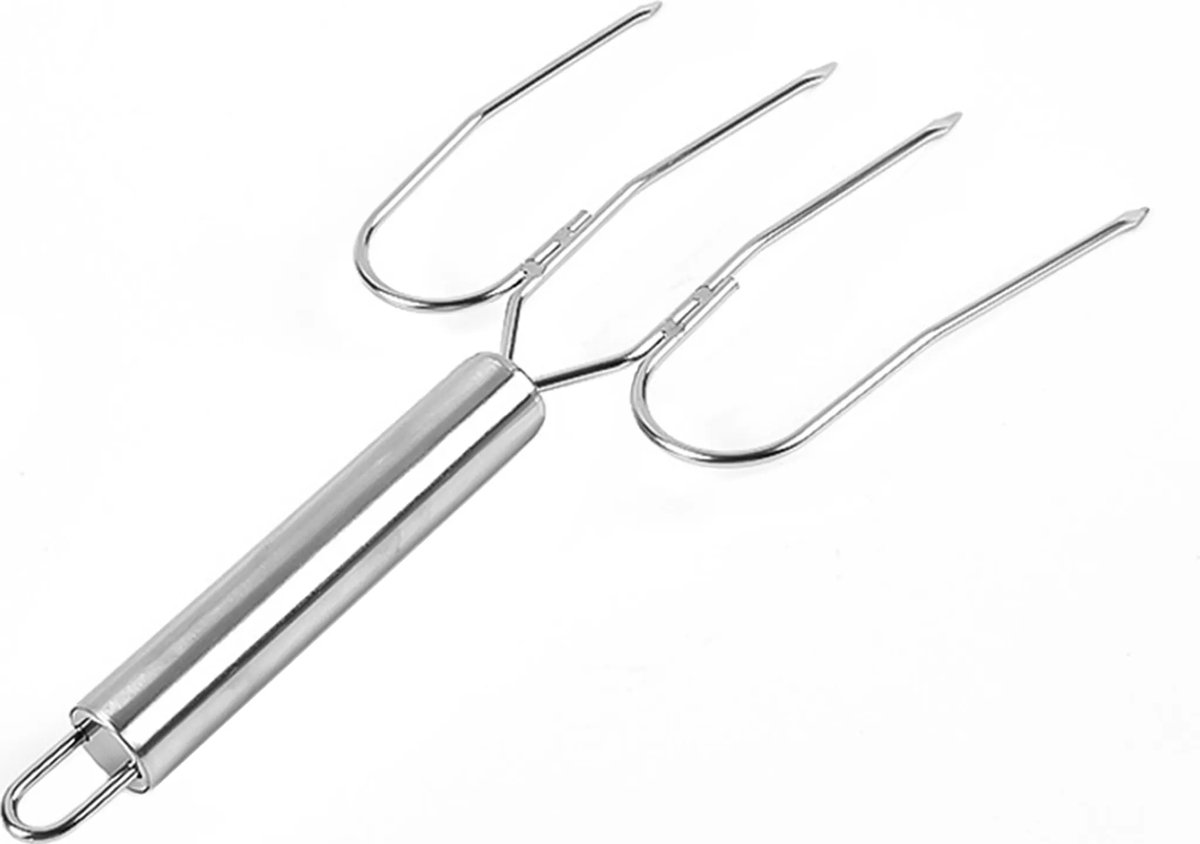 Roestvrijstalen grillvork/barbecuevork - Zilver
