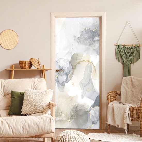 Sticker mural effet marbre - Or - Zwart - 75 x 205 cm - Affiche de porte