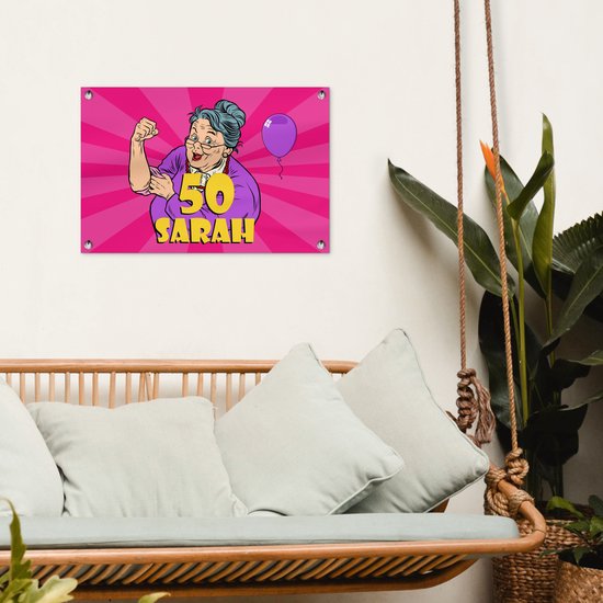 Décoration de jardin Anniversaire - Cadeau d'anniversaire - Femme - Décoration 50 ans - 60x40 cm - Affiche jardin