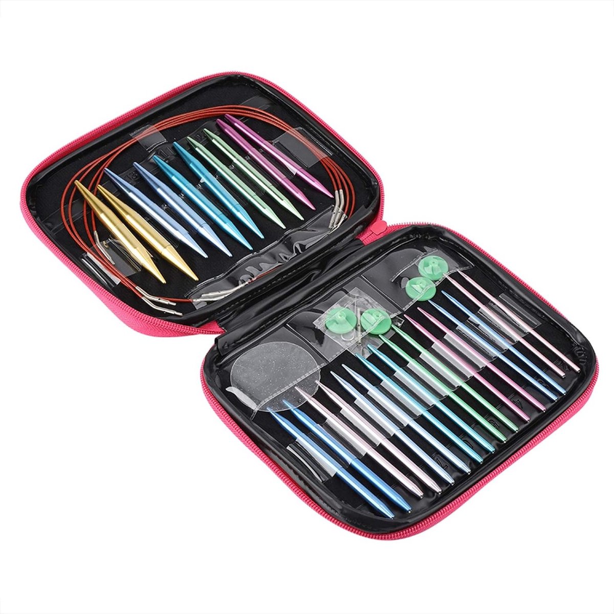 Complete Set van Verwisselbare Breinaalden 2.75-10 mm met Metalen Haaknaalden en Accessoires voor Sokken en Kleine Projecten