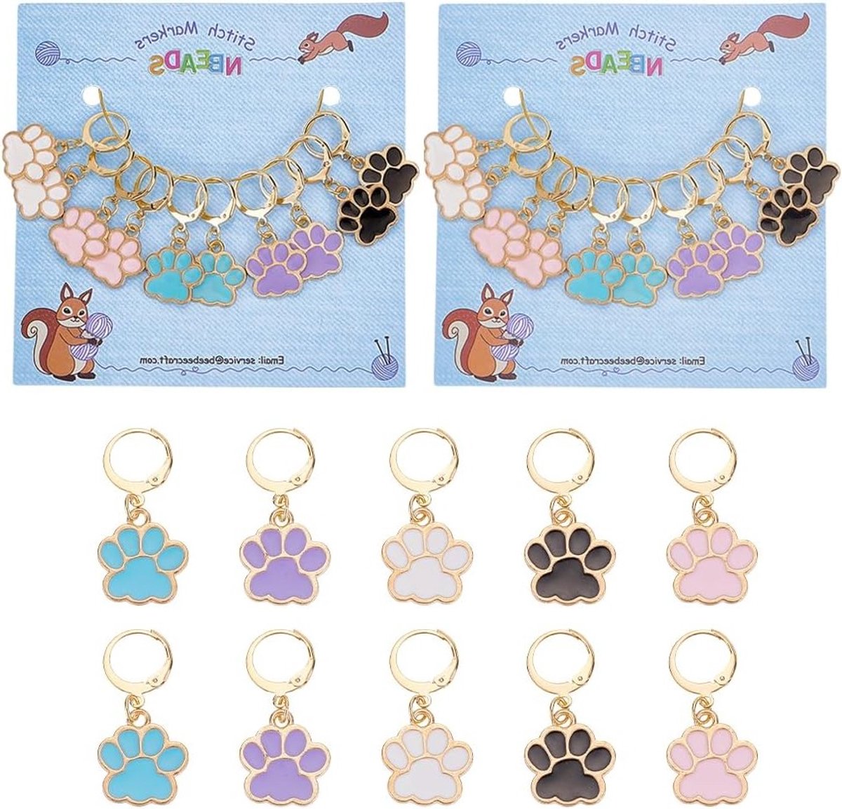 24 Stuks Hondpoot Vormige Steekmarkeerders in 5 Kleuren, Enamel Legering, Haak Steekmarkeerders voor Breien, Weven en Naaien Accessoires