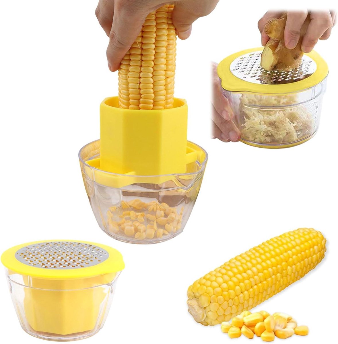 Maïs Striptool - Grasper & Schraper - Keuken Hulp - 2-in-1 Functionaliteit - 340 g - Geel