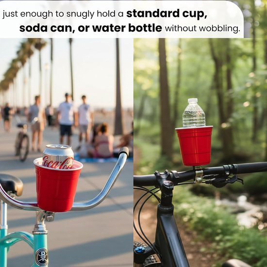 Fiets Bekerhouder - Drinkhouder Stuur - Onderweg Drankjes - Dubbelwandig ABS - 3 Maten - Rood — afbeelding 2