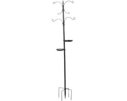 Vogelvoederstation Kit - Voederpaal Vogel - Vogels Voeren - Meerdere Haken - 76 Inch Hoog - Zwart