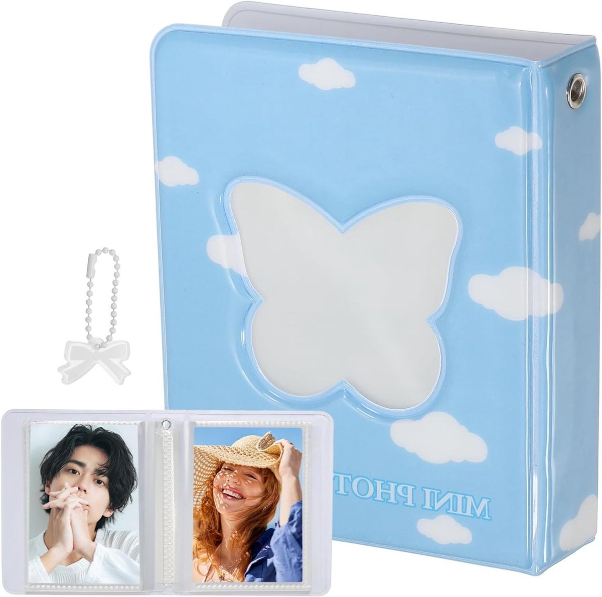 Mini Fotokaart Binder - Kaarthouder Album - Herinneringen Opslaan - Hol Ontwerp - 40 Foto's - Hemelsblauw