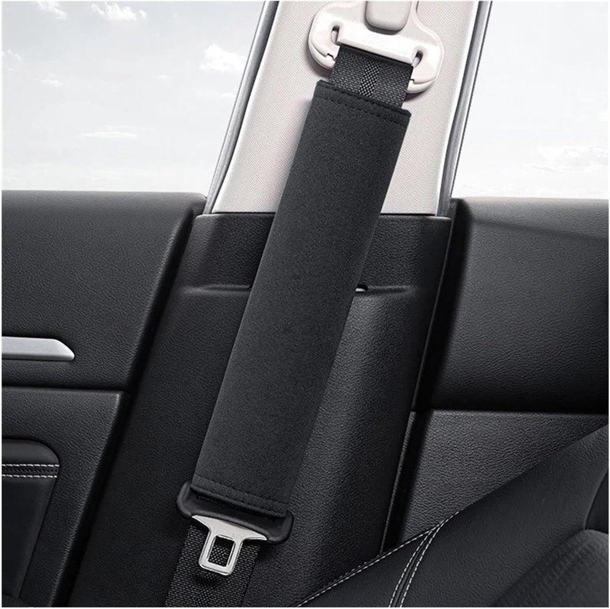 Gordelkussen Auto - Veiligheidsgordelhoes - Comfortabel Rijden - Zachte Demping - 24cm Lengte - Zwart