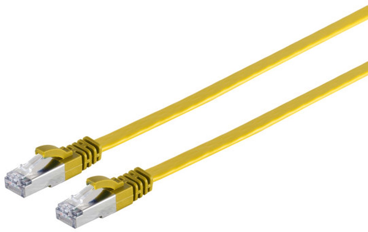 RJ45 Flachkabel m. CAT 7 Rohkabel slim gelb 3m