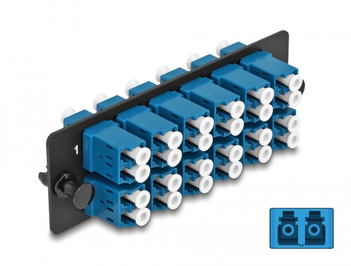 Glasvezeladapterpaneel LC duplex UPC 12 poortblauw