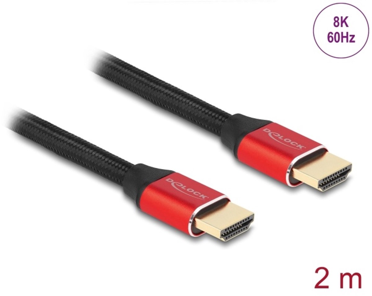 Ultra High Speed HDMI -kabel 48 Gbps 8k 60 Hz Red 2 M gecertificeerd