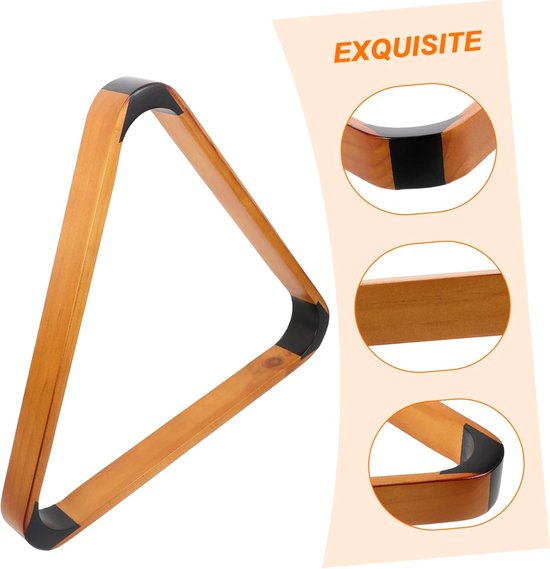Biljartballenhouder - Driehoek rek - Biljart Spelen - Stevig houten frame - 33x29x3 cm - Bruin — afbeelding 4