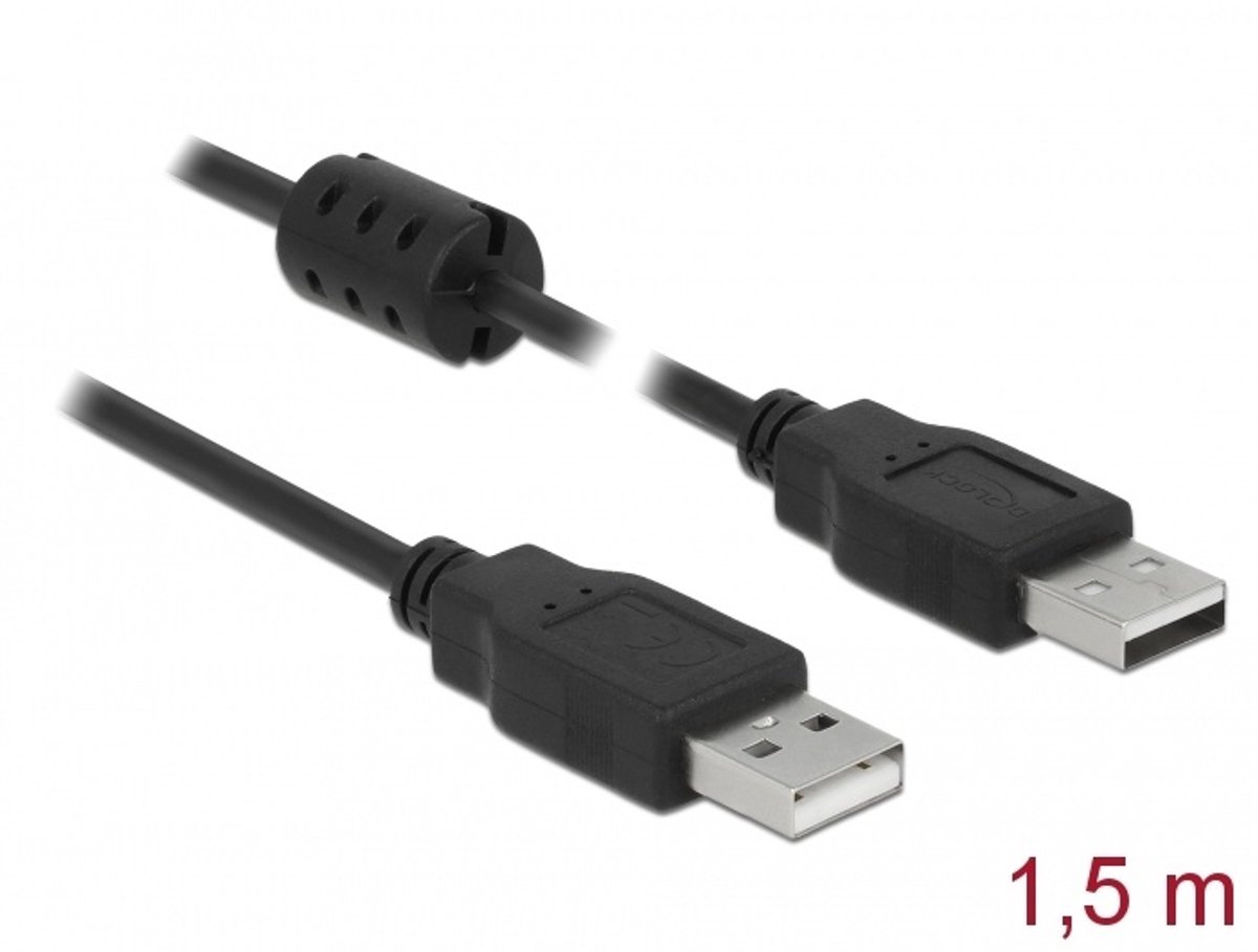 USB kabel USB 2.0 Type-A mannelijk naar USB 2.0 Type-A mannelijk 1.5 m zwart