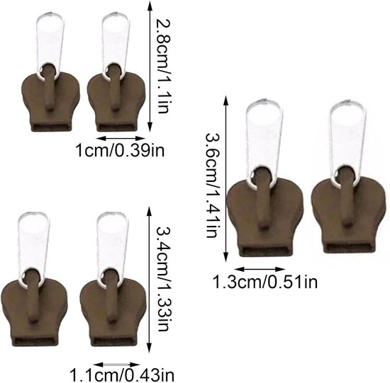 Rits reparatieset - Ritskoppen vervanging - Kleding repareren - Zonder naaien - 6 stuks - Bruin — afbeelding 5