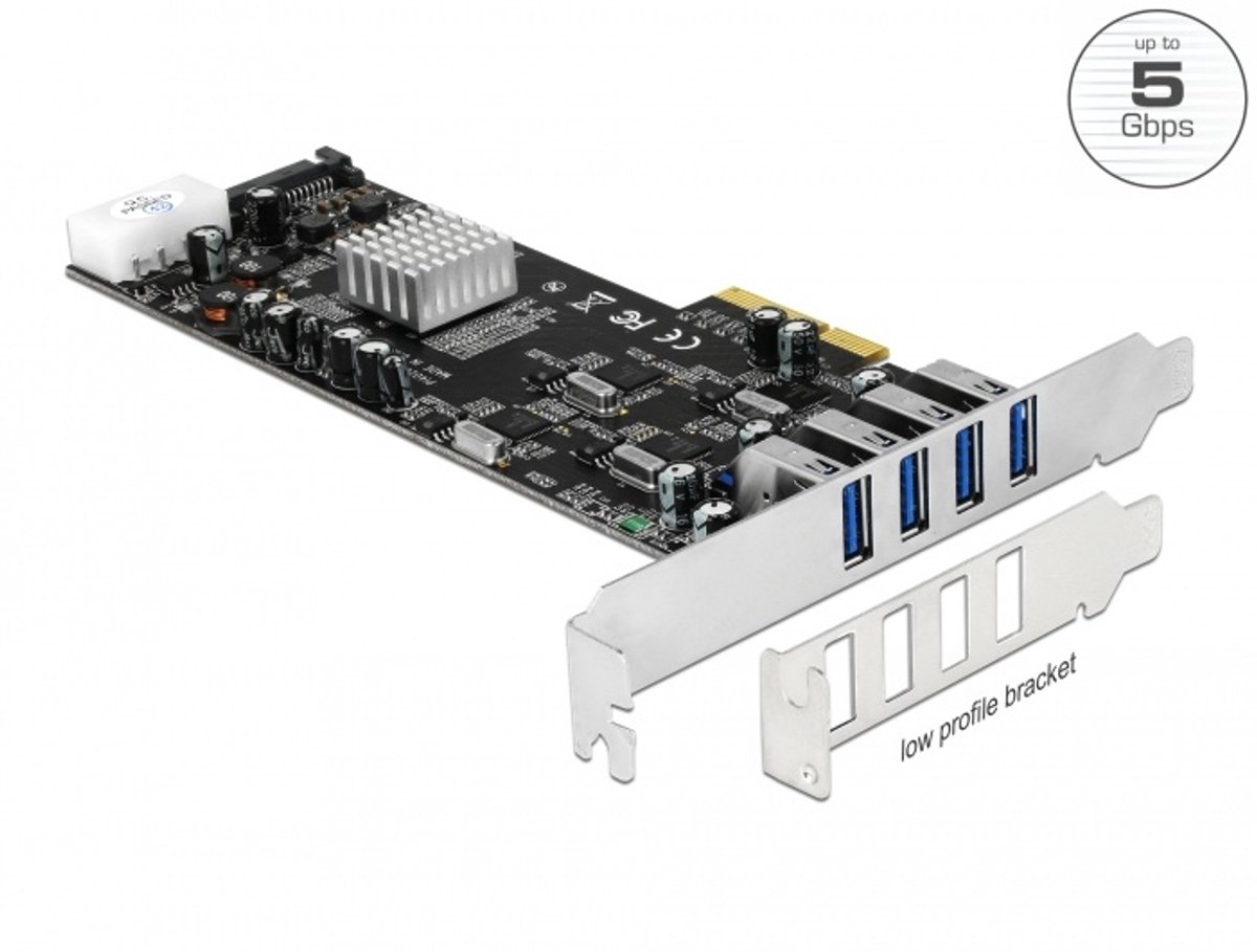 Delock PCI Express x4 Card > 4 x external USB 3.0 Quad Channel