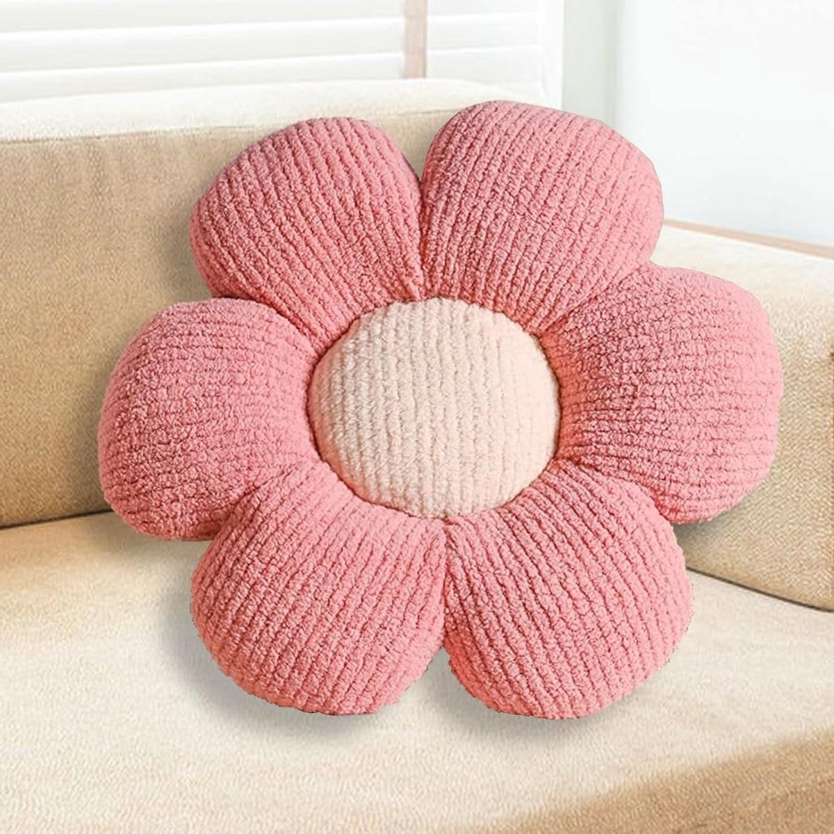 Roze Bloem Kussen, Pluche Kussen van 40 cm, Knuffel Kussen voor Kinderen, Decoratie voor Sofa, Bed en Kinderkamer, Zacht en Comfortabel Kussen