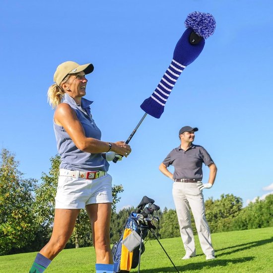 Golfhoezen - Clubbeschermers - Club Beschermen - Anti-wrijvingsconstructie - 3 stuks - Lichtblauw gestreept — afbeelding 3