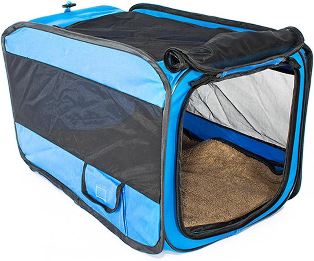 Opvouwbare Hondendraagtas - Draagbare Krat - Veilig Reizen - Dubbele Deuren - 57x36x36cm - Blauw