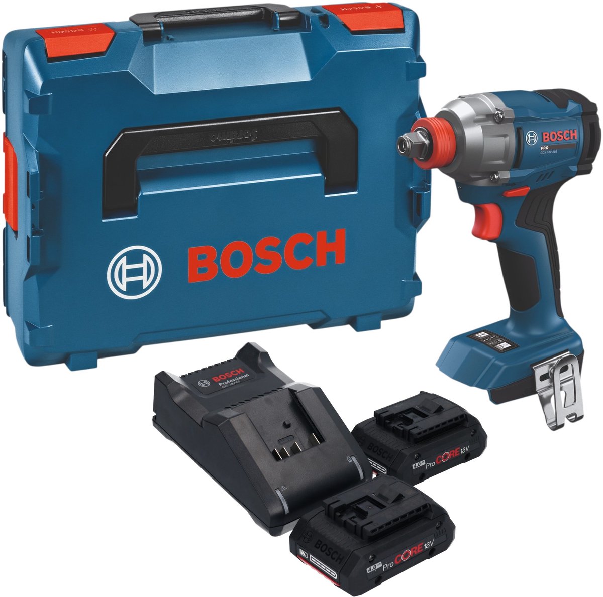 Bosch GDX 18V-285 Professional accu-slagschroevendraaier 18 V 285 Nm + 2x ProCORE-accu 4,0 Ah + oplader + L-Boxx