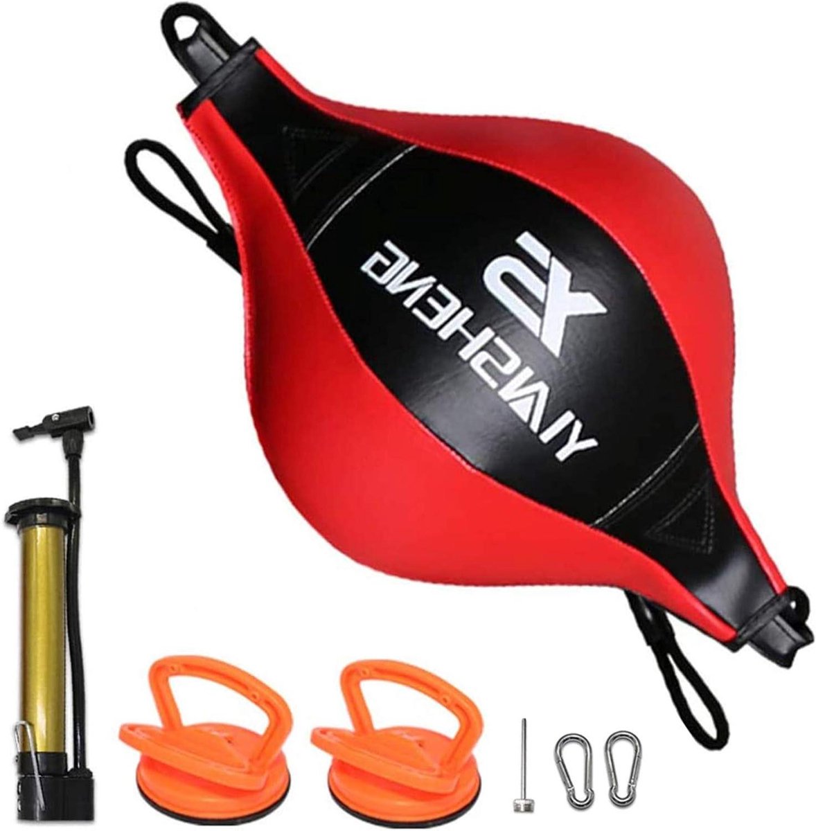 Boksbal Set - Training Speedbal - Reactietraining Verbeteren - Dubbelzijdige Blaas - 40cm Lengte - Rood Zwart