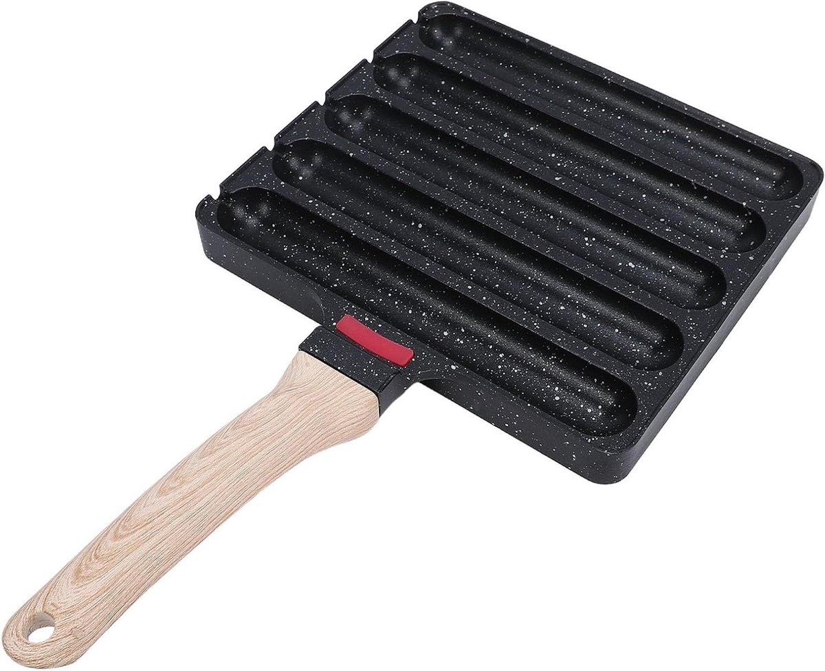 Worstgrillpan - Hotdog bakplaat - Buiten koken - Antiaanbaklaag - 39 cm - Zwart