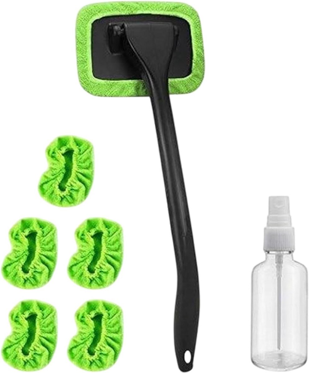 Voorruit Reiniger - Auto Glasreiniger - Streeploos Schoonmaken - 180 Graden Draaikop - 22 cm Handvat - Groen