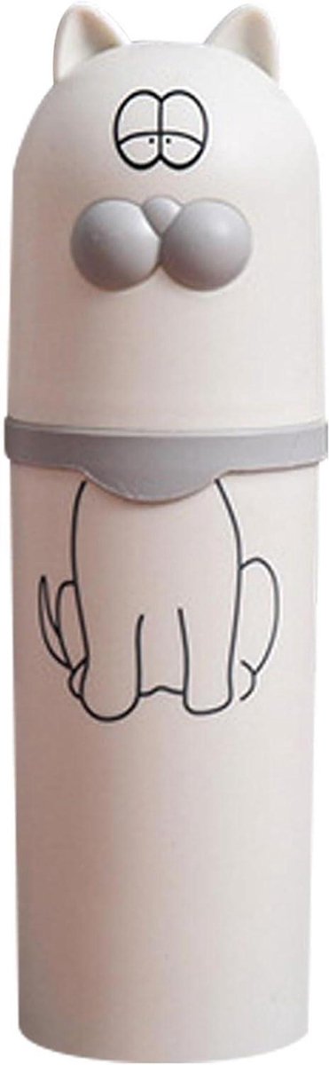 Reistandenborstel Bekerdoos - Tandpasta Opbergdoos - Hygiënisch Opbergen - Schattig Cartoon Uiterlijk - 20 x 5.5 cm - Wit