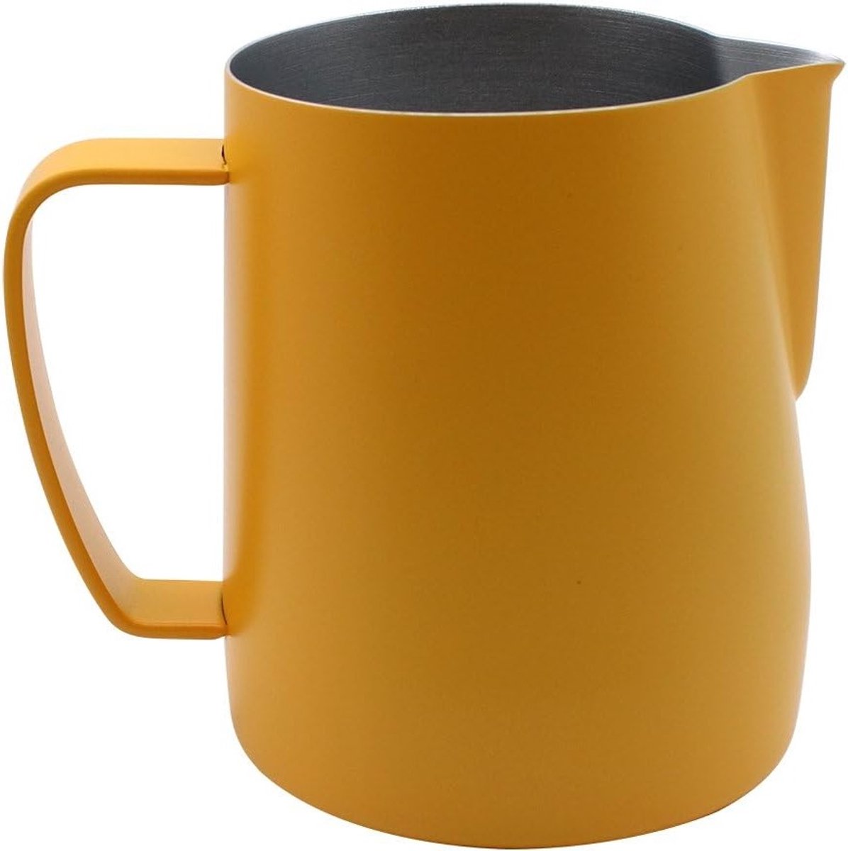 Foamkan van RVS voor Koffie, Latte en Melkschuim, 350 ml, Wit/Geel - Perfect voor Barista's en Thuisgebruik