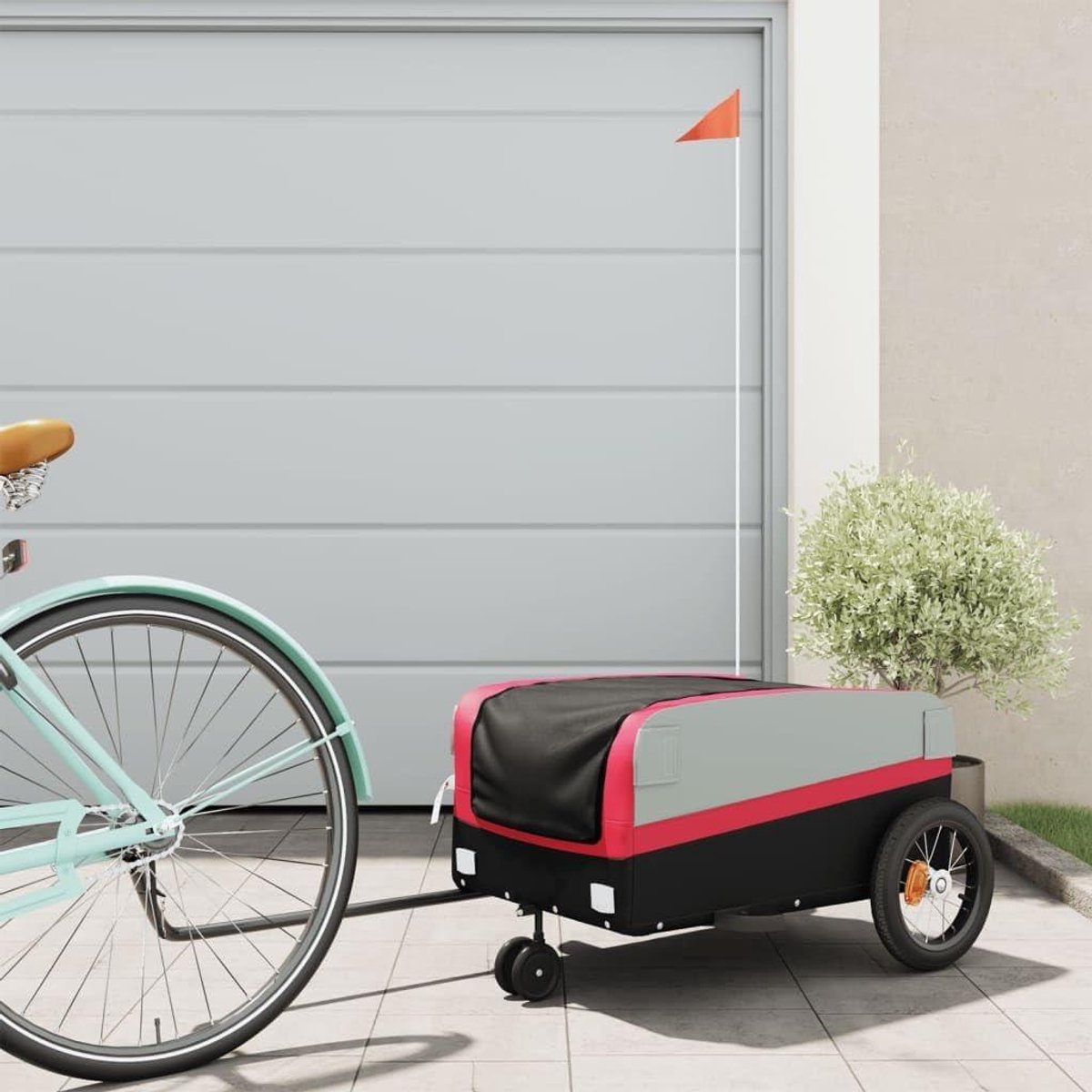Fietskar - Vervoer aanhanger - Zware goederen vervoeren - Robuust ijzeren frame - 30 kg draaglast - Zwart en rood