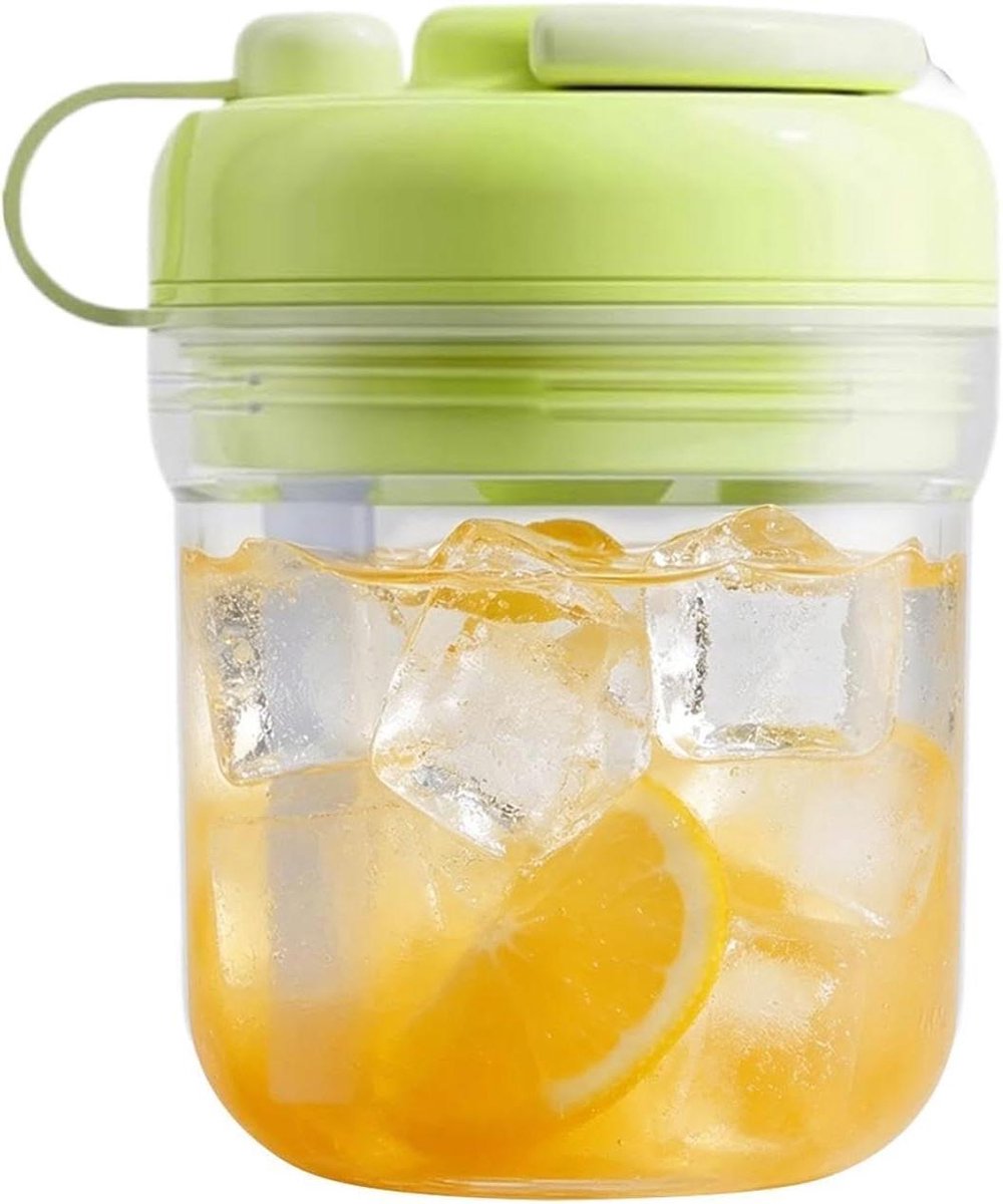 IJsblokjeshouder - IJsbeker - Dranken Koelen - Drukknop Dispensersysteem - 550 ml - Groen