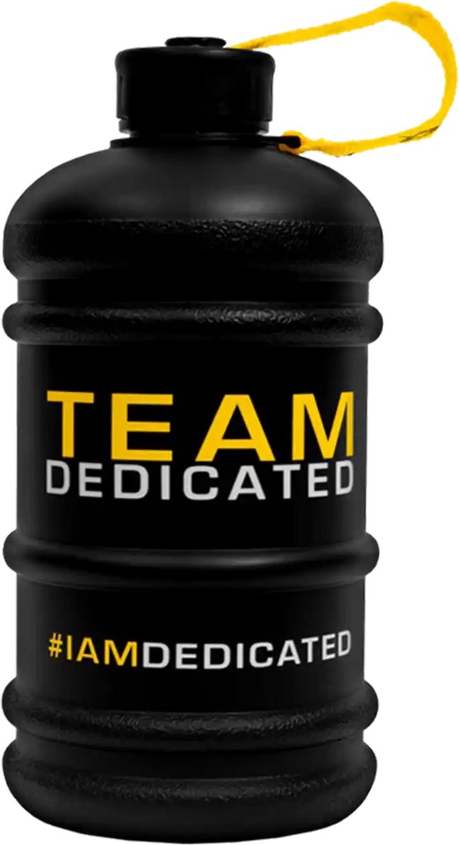Dedicated Nutrition - Dedicated Waterjug-Matt Black-2.1 - Sportfles / Sportaccessoires - Zwart met tekst - 1 Stuk