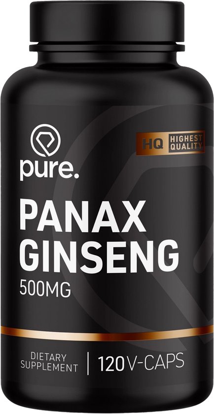 Pure. Panax Ginseng - 500mg - supplement - 120 capsules - koreaans krachtig kruiden supplement - magnesium