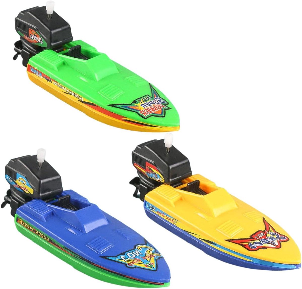 Opwindbootjes Badset - Waterspeelgoed - Badtijd Plezier - Mechanisch Speelgoed - 18 cm - Zwart