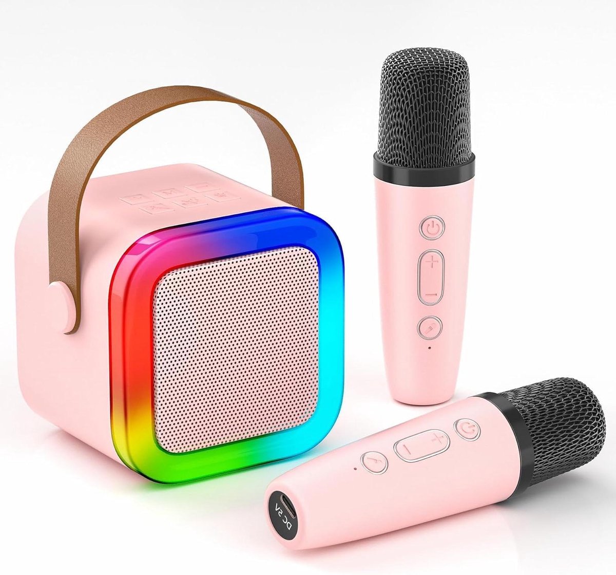 Karaoke Machine - Draagbare Speaker - Muziek Maken - Met 2 Microfoons - 14 x 10 x 12 cm - Zwart