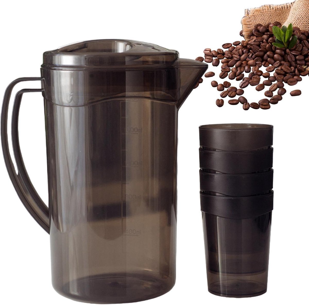 Drankkan met Deksel - Waterkan Koelkast - Dranken Serveren - Hittebestendig Ontwerp - 2.3 Liter - Wit