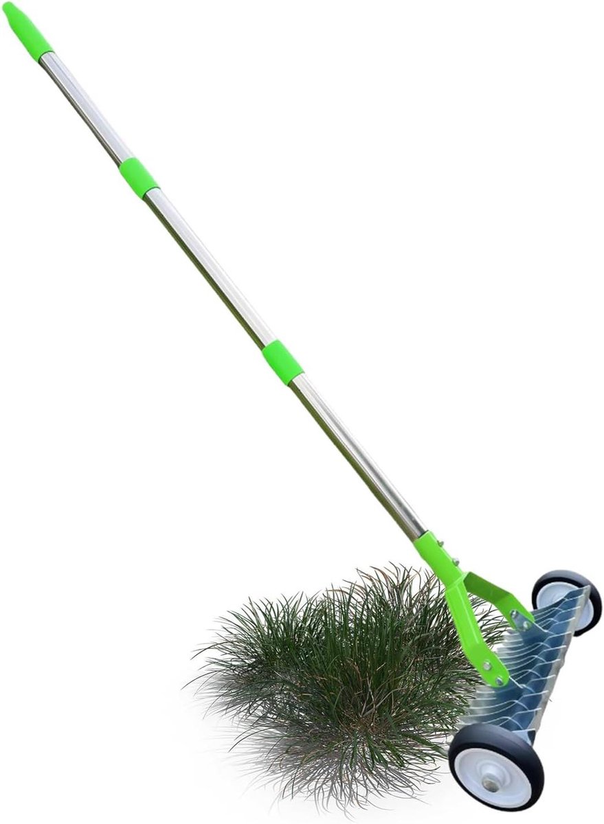 Gazonhark met Wielen - Tuinhark Landscaping - Bodem Losmaken - Ergonomisch Handvat - 14cm Breed - Metaal