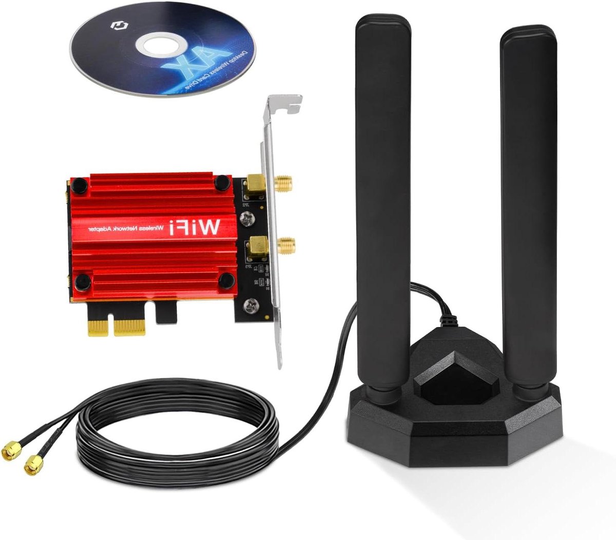 Netwerkkaart WiFi 6E - Draadloze Adapter - Snelle Internetverbinding - Bluetooth 5.3 - 5374 Mbit/s - Zwart