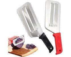 2 Stuks - Koolsnijder - Roestvrijstalen Snijder - Multifunctioneel Groentemes - Snelle Snijtool - Keukenmes - Keukengadget - Groentesnijder - Geschikt Voor Het Snijden Van Kool En Groenten - Zwart, Rood