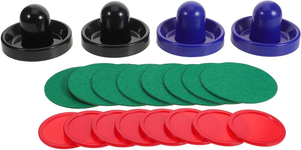 Air Hockey Accessoires - Pucks en Pushers - Tafelspel - Soepele Beweging - Set van 2 - Blauw Rood