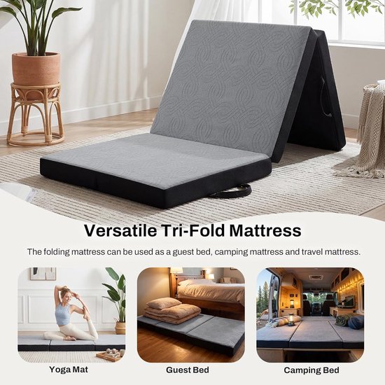 Opvouwbare Matras - Driepersoons Matras Gastenbed - Logeren en Reizen - Traagschuim met Wasbare Hoes — afbeelding 5