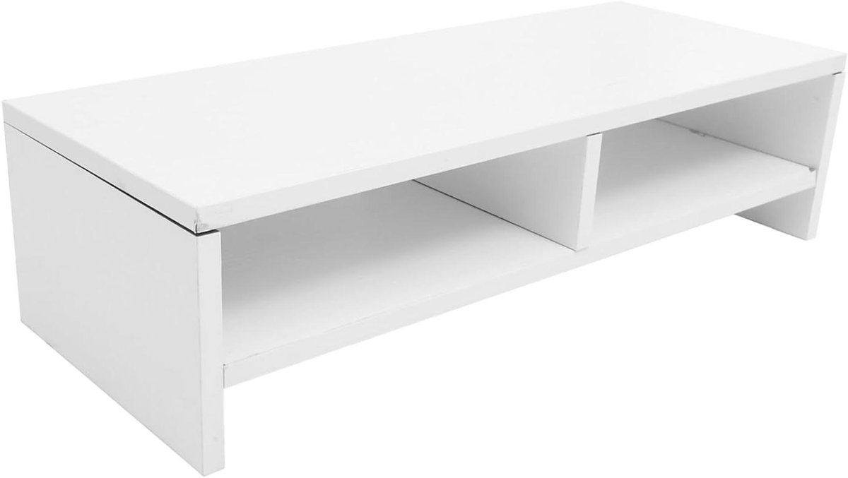Monitor Verhoger - Bureau Plank - Werkplek Organisatie - Dubbele Laag - 50 cm - Wit
