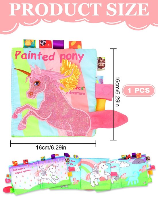 Baby Stoffen Boek - Zintuiglijk Speelgoed - Baby Ontwikkeling - Verschillende Texturen - 30 cm - Multicolor — afbeelding 4