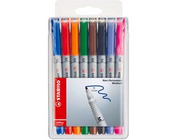 STABILO OHPen - Uitwisbare Marker - Universal M Punt 1,0 mm - Etui Met 8 Kleuren