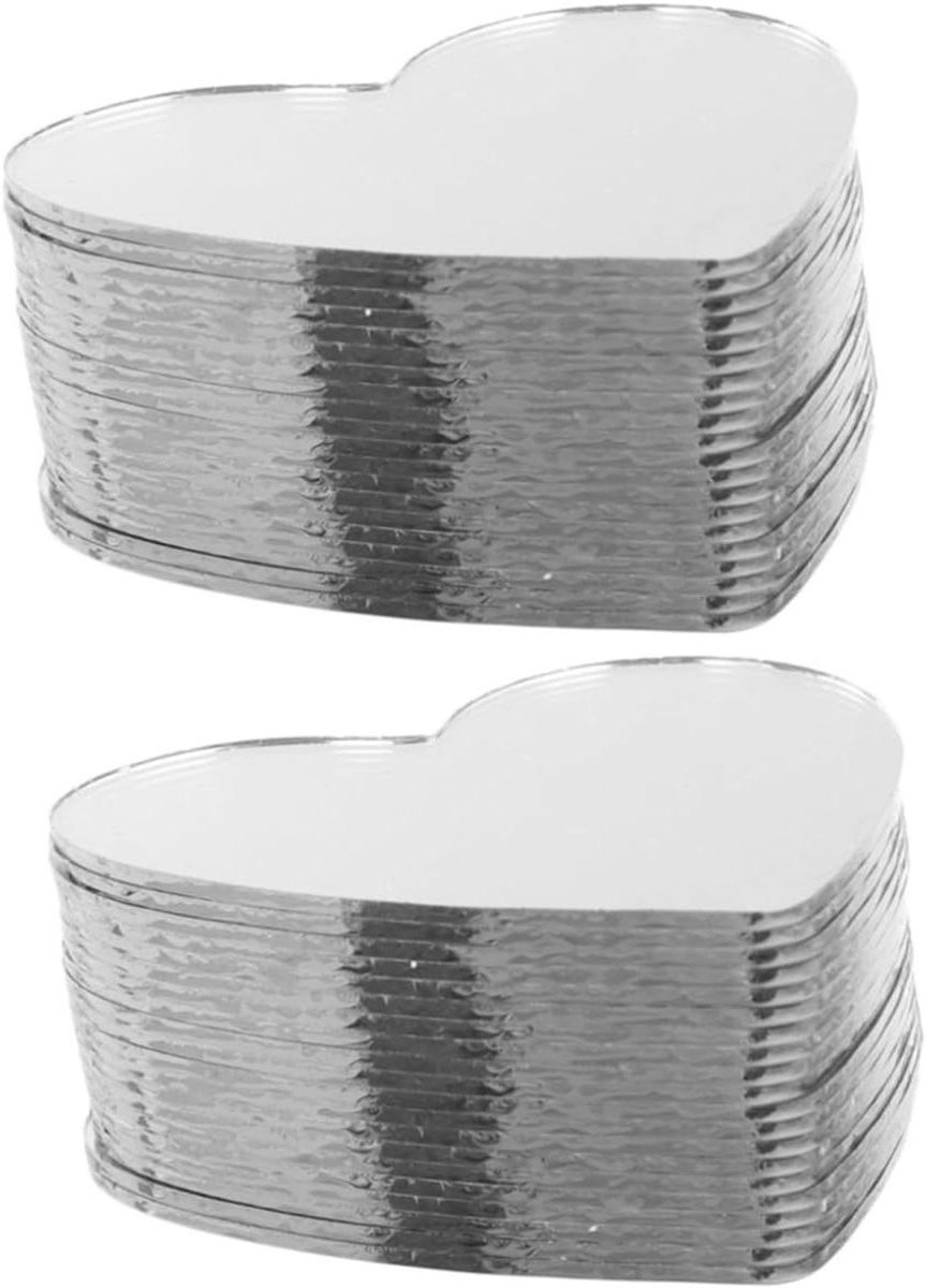 Hartspiegels DIY - Mini Spiegels - Decoratie Maken - Hartvormig Ontwerp - 60 Stuks - Wit