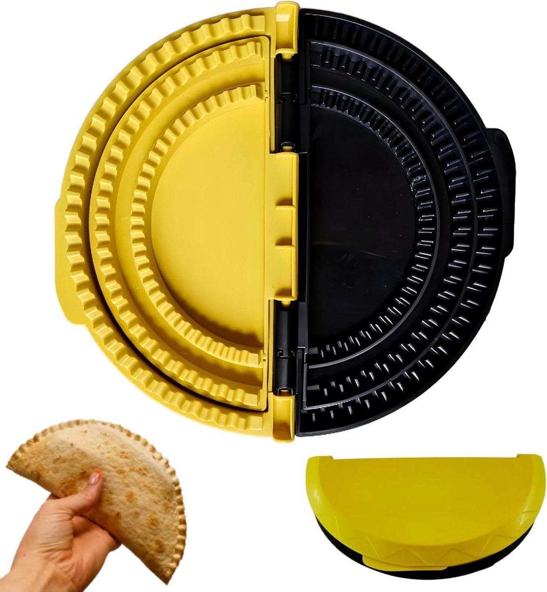 Tortilla Pers - Snack Maker - Snacks Maken - Drie Maten - 9.9 x 5.1 x 22 cm - Geel Zwart