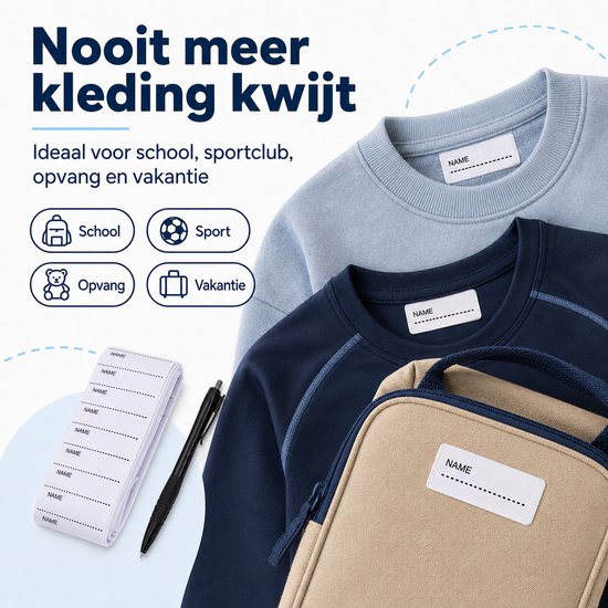 Consumerce® Opstrijkbare Kledinglabels 100 Stuks - Wasbaar - Kleding Labels Textiel - Strijklabels - Label Naam - Naamlabels
