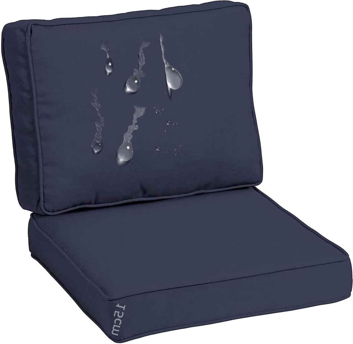 Tuinkussen Set - Stoelkussen Rugkussen - Buiten Zitten - Waterafstotend Laces - 60x65x15 cm - Donkerblauw