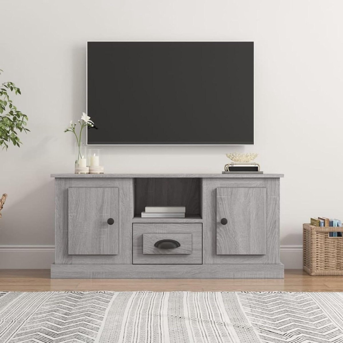 TV-kast hout - Mediameubel dressoir - Woonkamer inrichten - Grote opbergruimte - 100 cm br